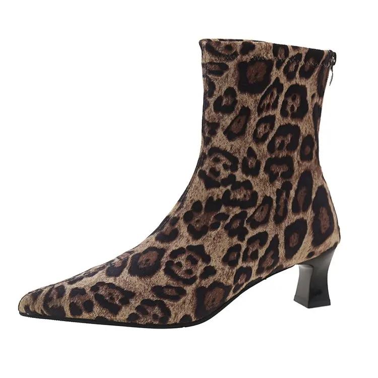 Women's Boots Temperament Pointed Ankle Boots High Quality Suede Leather Short Boots for Women Elastic Slim Fit Boot Botas Mujer