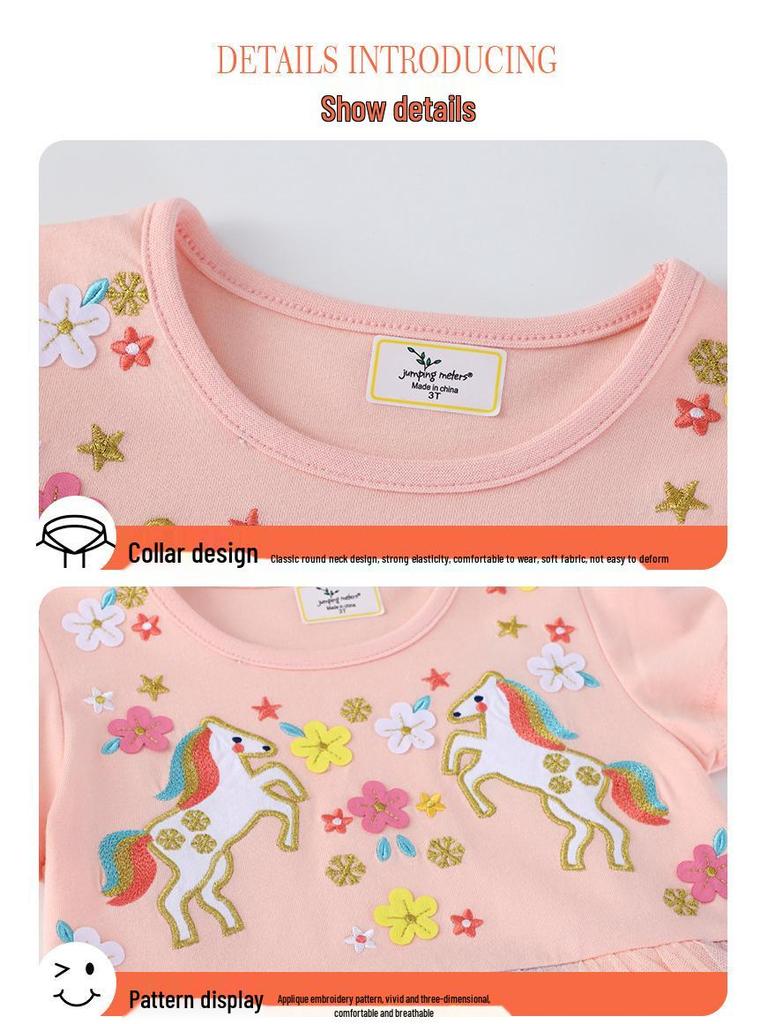 European & American Style Spring/Summer Princess Dresses for Toddlers & Preschoolers: Short-Sleeved Knitted Mesh Girls' Dresses