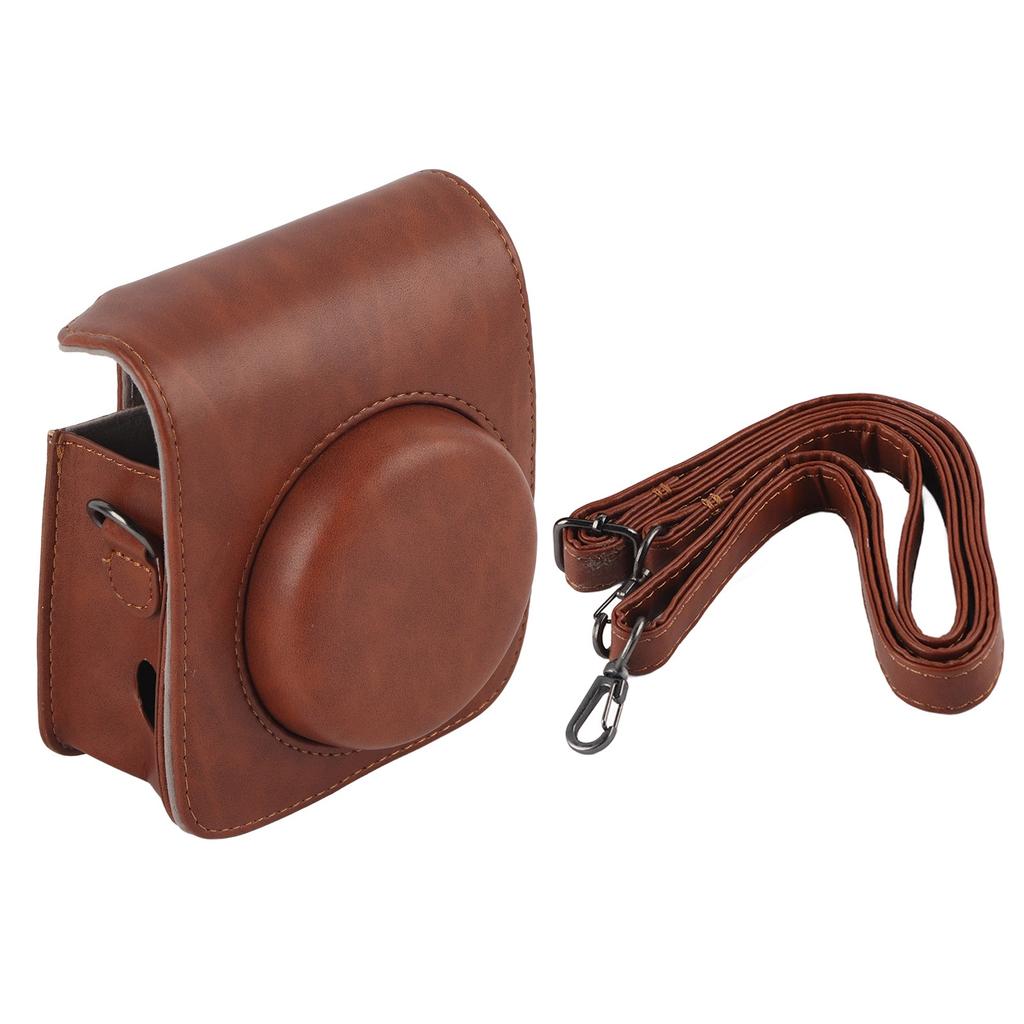 PU Leather Protective Cover Case Bag for Fujifilm Instax Mini 90 with Shoulder Strap (Brown)