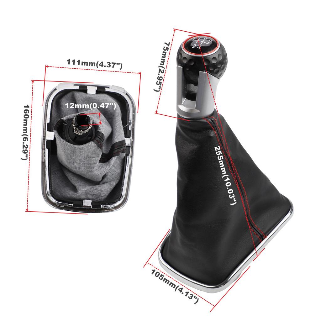 5 / 6 Speed Black Frame Gear Shift Knob Lever Gaiter Boot 1999-2004 12mm For Volkswagen VW Golf 4 IV MK4 GTI R32 Bora Jetta