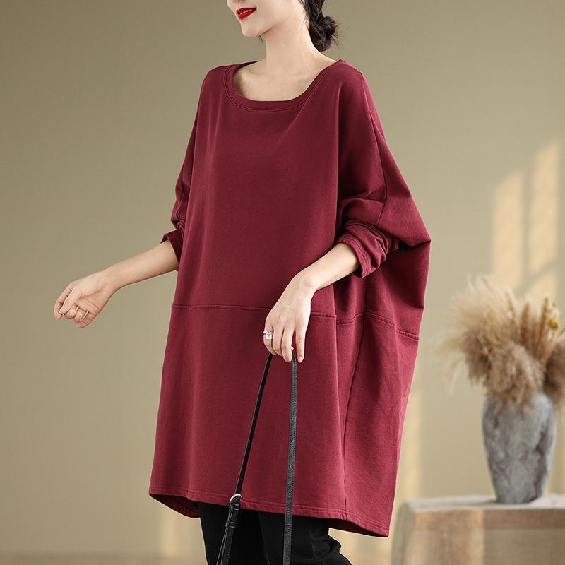 DIMANAF 2024 Pullover Long Plus Size Autumn Big T-shirt Women Super Full Sleeve Loose White Bat T-shirt