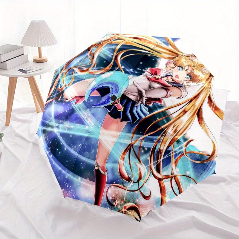 Sailor Moon Crystal Brooch Pin  Anime Accessory for Fans Umbrella, Portable 3 Fold Compact Umbrella for Men & Women,S78