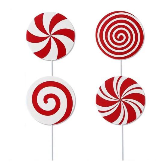 

Большие елочные пики Леденец с мятой/Пряничный человечек Рождественские украшения Пластиковый навершие для рождественской елки Праздничный декор для вазы 4pcs Rainbow Candy