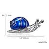 Retro Blue Enamel Snail Brooches For Women Men Cartoon Lovely Rhinestone Insect Snail Lapel Pins Animal Badge Jewelry