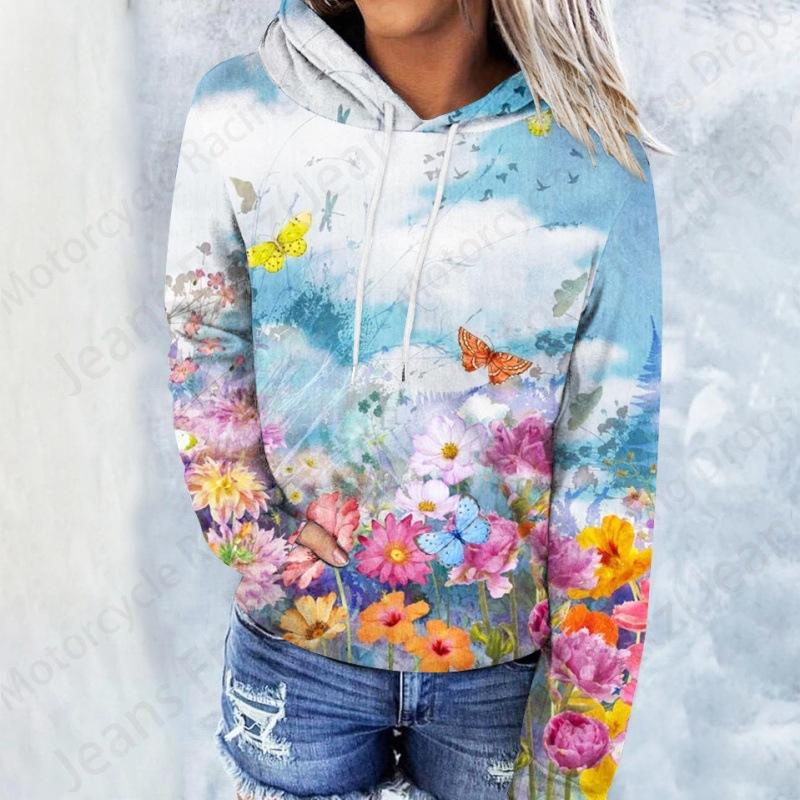 Floral Daisy 3d Print Hoodie Women Fashion Oversized Hoodies Women Sweats Coat Hooded Sweats Pullover Women's Clothing Flower