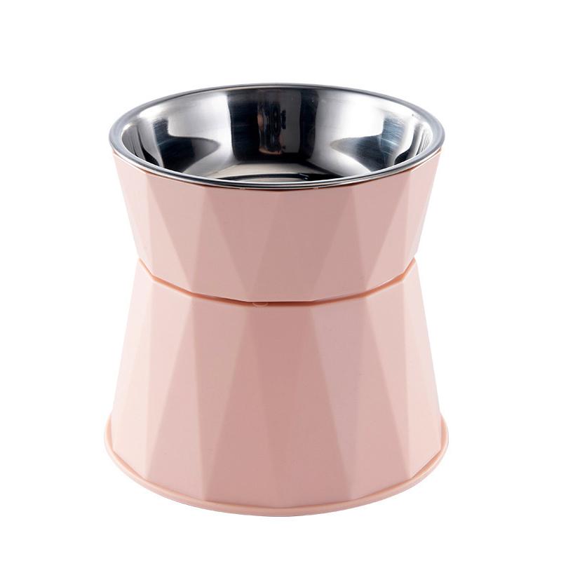 Sklisikker Kollisjon Høydejustert Katt Hundeskål Hevet Rustfritt Stål Kattefôrskåler Beskytt Nakke Valp Katt Fôringsutstyr