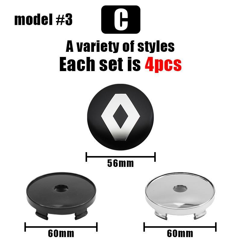 For Renault 2026 New Hub Caps 4PC 60mm Car Wheel Center Hub Cap Auto Rim Cover Emblem Badge For Renault Megane 2 3 Clio Duster K