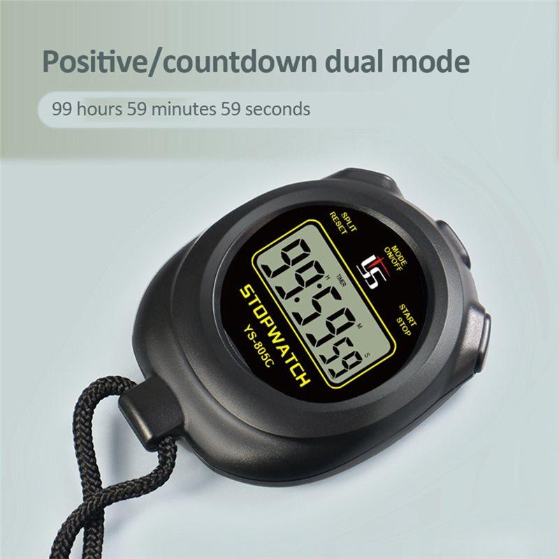 ABKY-Digital LCD Stopwatch Timer Handheld Professional Chronograph Sports Watch Training Kitchen Timing Device bianco