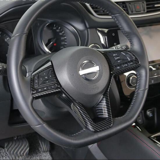 Carbon Fiber ABS Inner Steering Wheel Cover Trim For NISSAN Versa 2020 ~ 2022