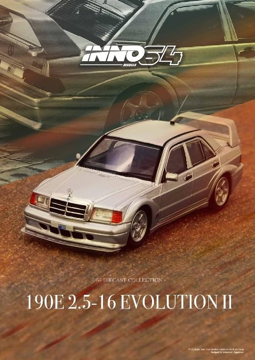 Inno Models Scale Mercedes 190E Silver Finished Product 1/64 190E-SIL