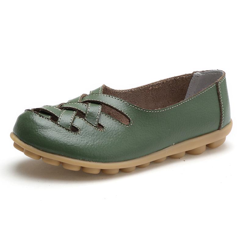 

2025 Summer Soft Wedge Heel Cowhide Shoes for Middle-aged and Elderly Women - Casual, Comfortable, Hollowed-out Design 34