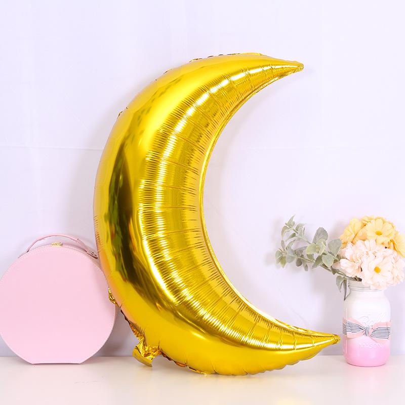 28-inch Moon Aluminum Foil Balloon for Qixi Festival, Valentine's Day, Weddings, and Children's Birthday Decorations