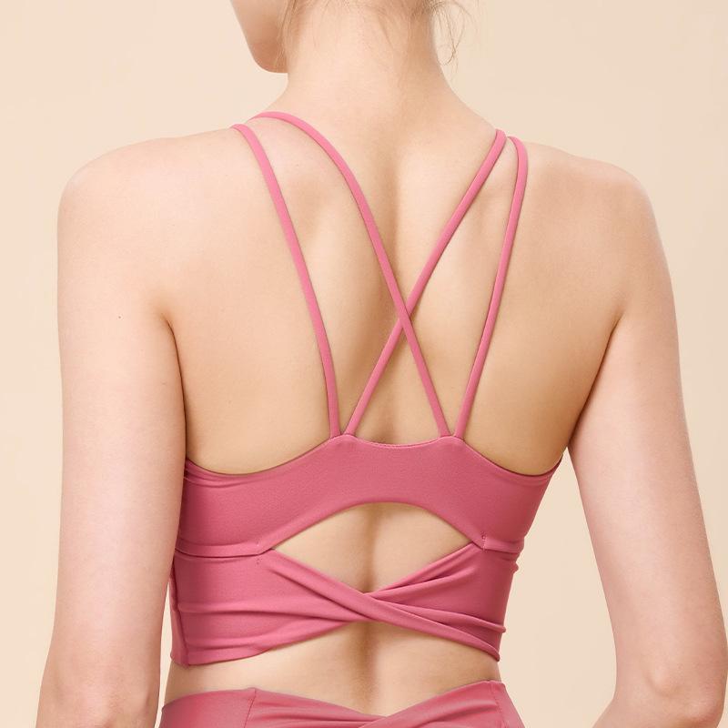

Женский ударопрочный спортивный бюстгальтер с перекрещенной спинкой - Фитнес-жилет для йоги и пилатеса Medium розы красного