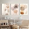 3pcs Frameless Minimalist Wall Art Flowers,Modern Home Decor Geometric Posters Abstract Beige Fashion,Bohemian Wall Decoration
