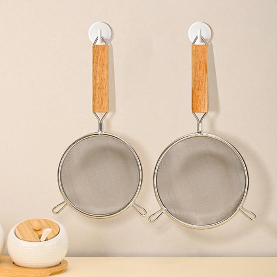 Stainless Steel Strainer with Wooden Handle Fine Mesh Sieve for Flour Sifting And Oil Filtering Multi-Size Kitchen Sifter