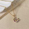 Purple Teardrop Zirconia Heart Pendant Necklace, Golden Tone Dainty Jewelry for Women