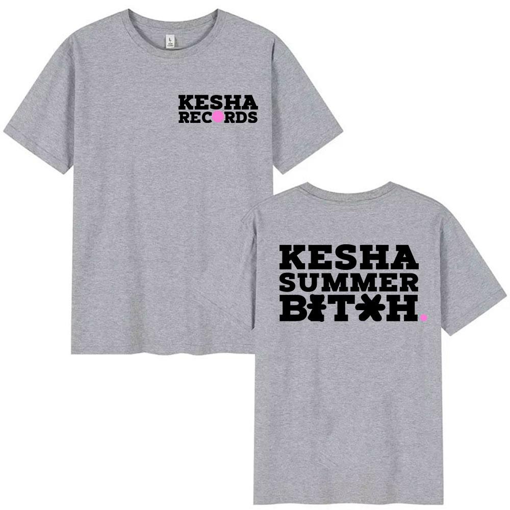 

Kesha Records Тур 2026 Принт Графическая Футболка Унисекс Женская Летняя Мода Футболки с Круглым Вырезом Повседневная Уютная Хлопковая Футболка с Коротким Рукавом L