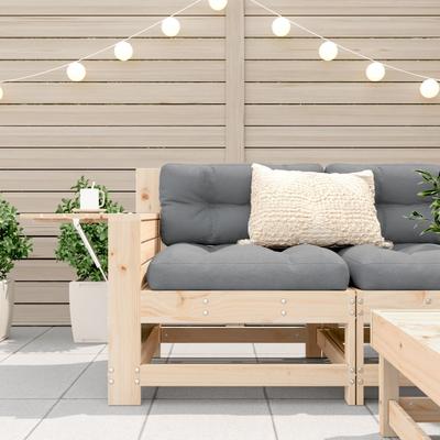 Garden Sofa with Armrests and Cushions Solid Pine Wood