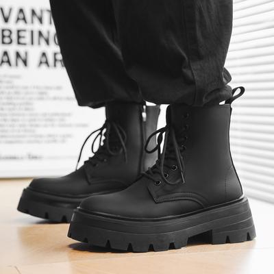 Martin Boots Men'S Thick-Soled Heightening British Style Winter Velvet Locomotive Boots Rhubarb Boots 55521-P