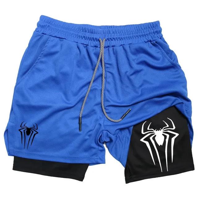 

Men s Y2K Spider Print 2-in-1 Compression Performance Gym Shorts Extra Large