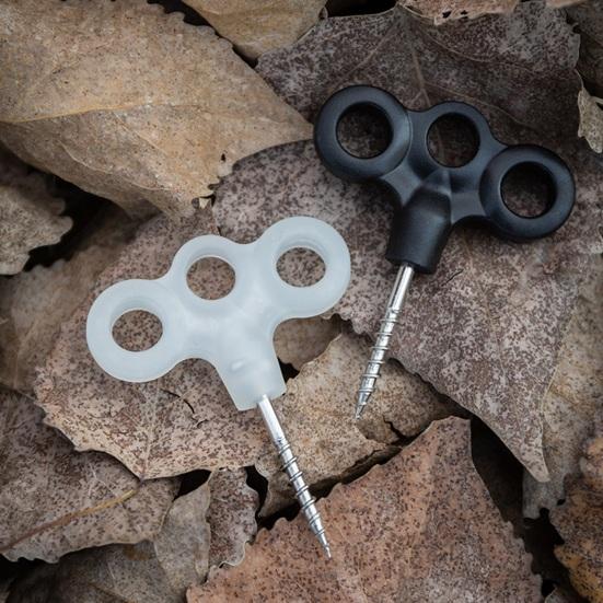 2 stk Treøye Gjenge Jordankere Kraftig Rustfritt Stål Camping Fottur Trampoline Telt Vindtett Tau Fikseringsspenne Jordspiker