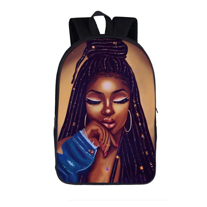Afro-Afrikanische Schönheit Schwarze Prinzessin Wasserdichter Schulrucksack Mit Verstellbaren Schultergurten