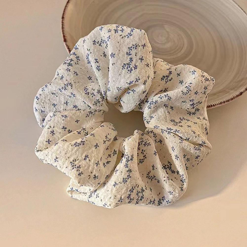 

Gentle Sweet Women Floral Hair Ties Scrunchies Flower Hair Rubber Hair Summer Holder Ponytail A H9C5 Blue-One size