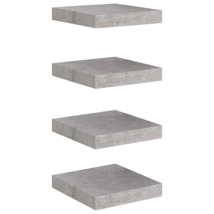 VidaXL Étagères murales flottantes 4 pcs Gris béton 23x23,5x3,8 cm MDF