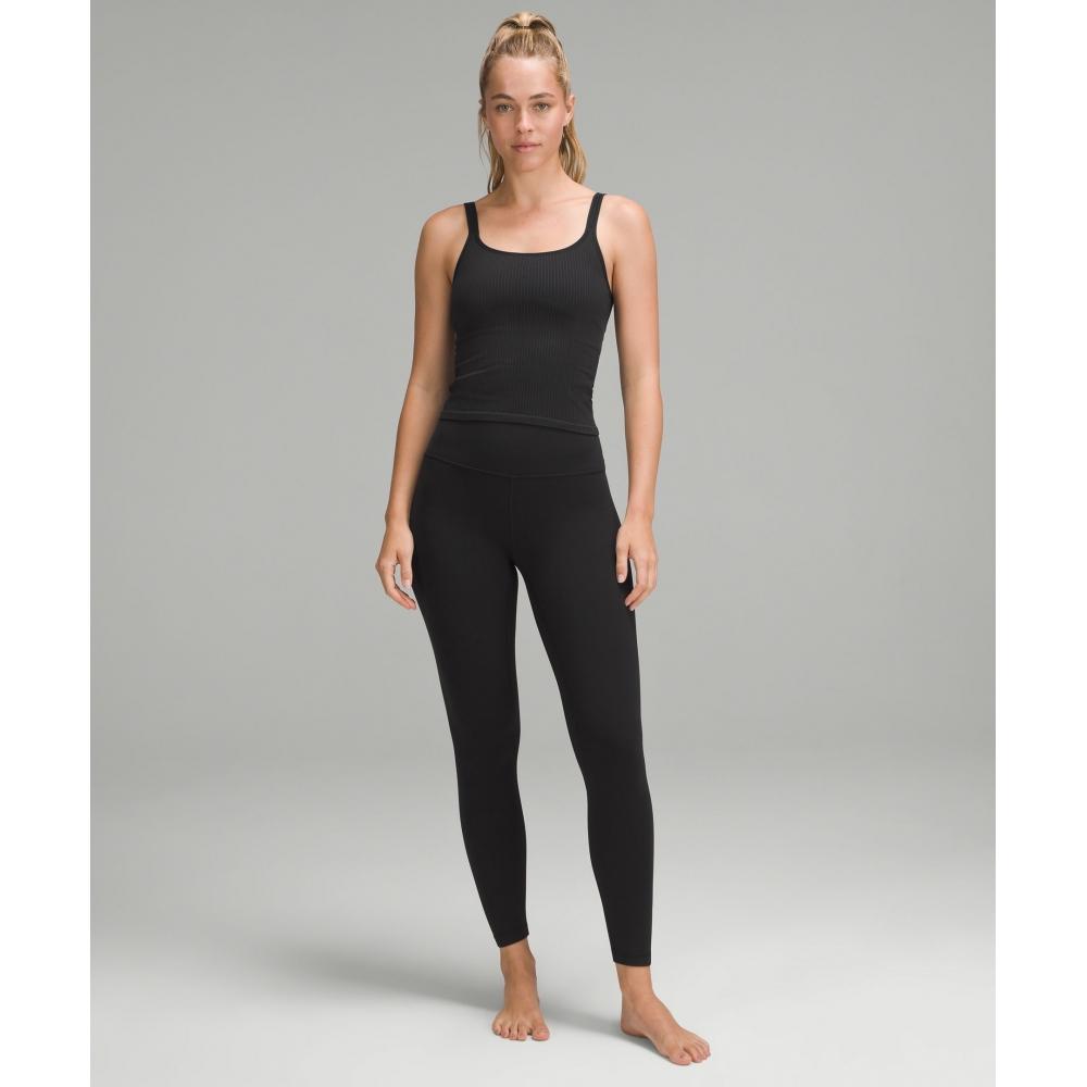 Lululemon EBB To Street SCoop NeCk Cropped Tank Top  Light Support  B C Cup BlaCk BlaCk