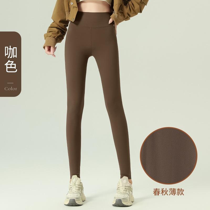 Grey Shark Pants Women Wear Autumn and Winter High Waist Thin Yoga Leggings Warm and Velvet Leggings Nine Points