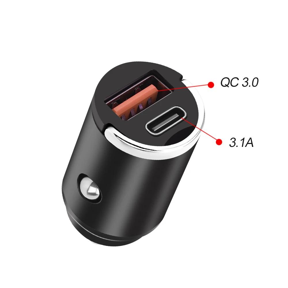 100W/200W PD QC Pull Ring Fast Charging Mini Car Charger USB C Car Phone Charger Adapter For iPhone Xiaomi Samsung Huawei