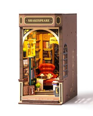 Rolife 3D Puzzle Book Nook Kit [Bookstore] 194pcs Beginner Handmade Kit Illustrated Instructions Included Wooden Puzzle Wooden Puzzle Miniature Kit