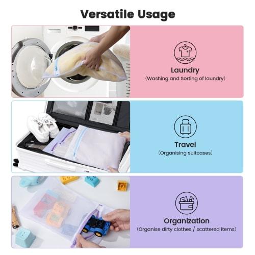 Seamei Laundry Net, 8-Piece Set, 60x60cm, Extra Large, Machine Washable, Fine Mesh, Durable, Zipper-Free, Protects Clothes, Shape, Tangle-Resistant, S