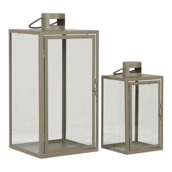 Green Metal and Glass Lantern - Set of 2 - HOUSE NORDIC Corfu