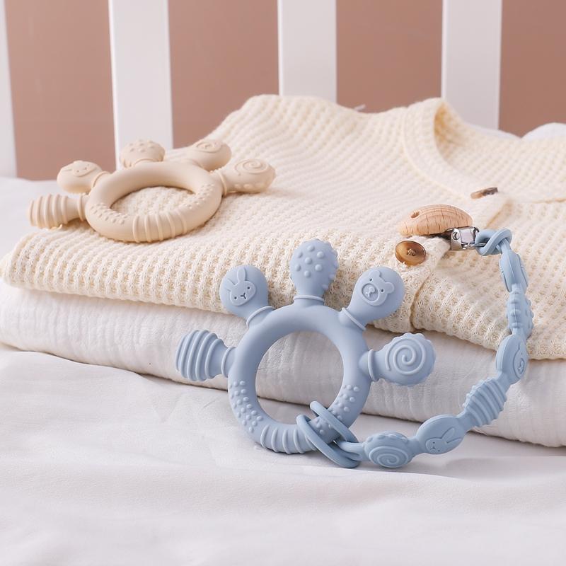 Silicone Pacifier Chain Finger Teether Cartoon Baby Teether No Bpa Teething Ring Baby Care Equipment Silicone Baby Care Utensils