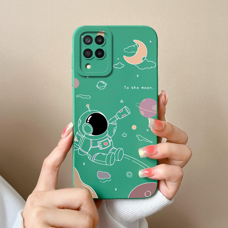 Für Samsung M22 M32 Hülle Bemalte Blumen Upgrade Flüssigsilikon Linsenschutz Handy Rückseite Für Galaxy M 32 M 22 Fundas