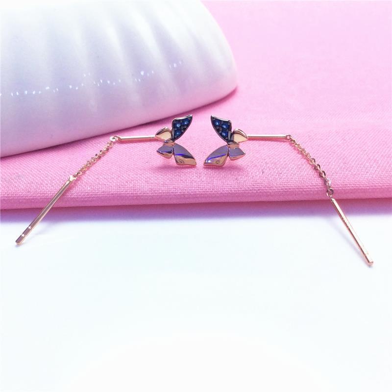 Серьги-бабочки фиолетово-золотые, Женская модная бижутерия, Уникальный дизайн высокого класса, Серьги с покрытием из розового золота.