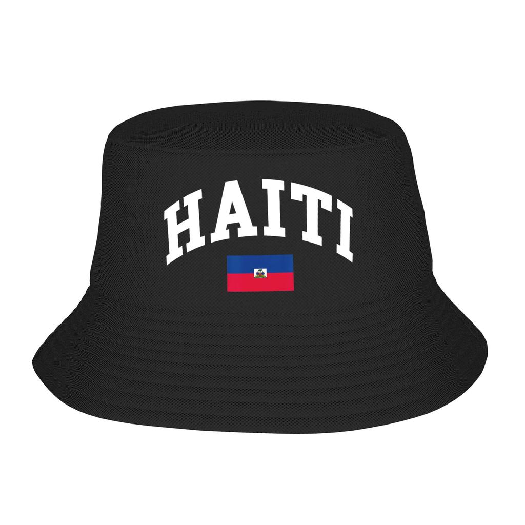 Haiti Grunge Flag Bucket Hat For Woman Beach Floppy Hat Casual Lightweight For Outdoor Sport Fishing Hat Bob Hat