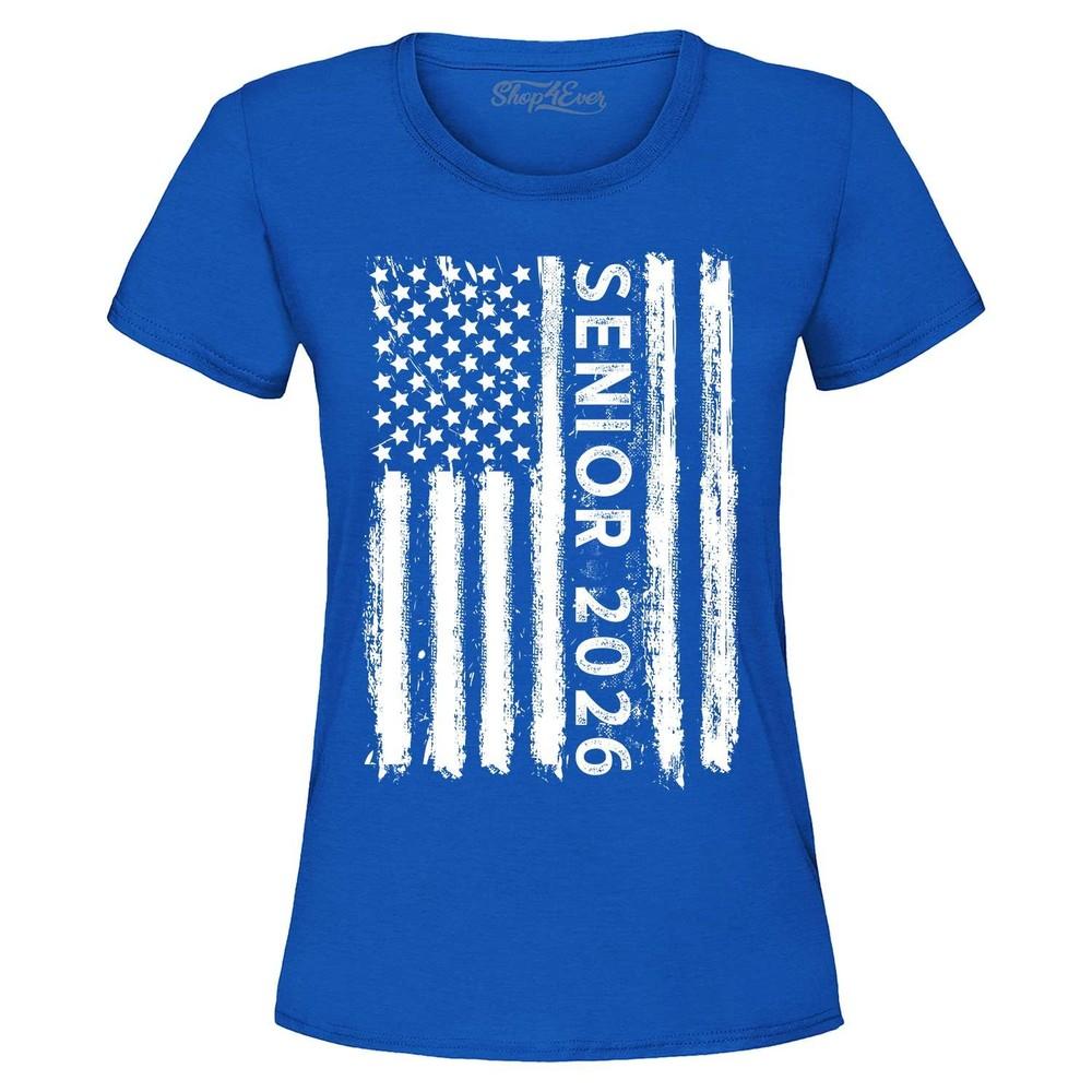 

Senior 2026 American Flag Women s T-Shirt Graduation Graduate Shirt L