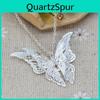Stylish Alloy Butterfly Pendant Necklace Silver-plated With Dazzling Crystals