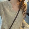 Atmospheric Wear Knitted Sweater Jacket Early Spring Temperament Collar Cardigan Simple Casual Short Top