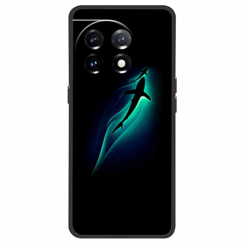 For OnePlus 11 5G Case One Plus 11R Flower Marble Black Bumper Soft TPU Silicone Cover for OnePlus 11 / 11R 5G Phone Cases Capas