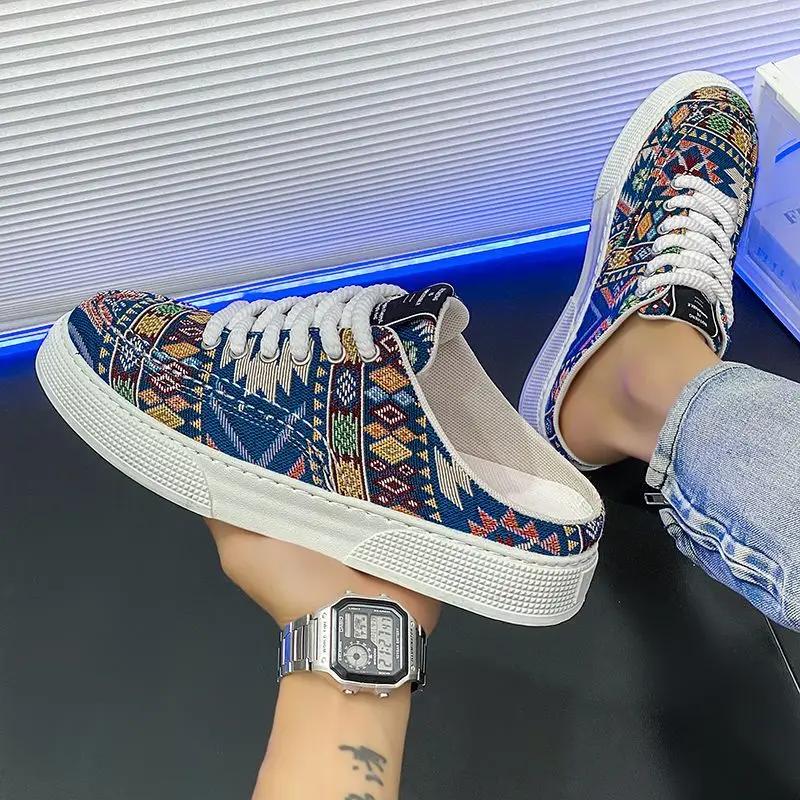 Fashion Men's Shoe Half Print Outdoor Height Original Trend 2025 Slides Mascullino Low Price Fashion Elegant Fun Y2k Style Male Slipper