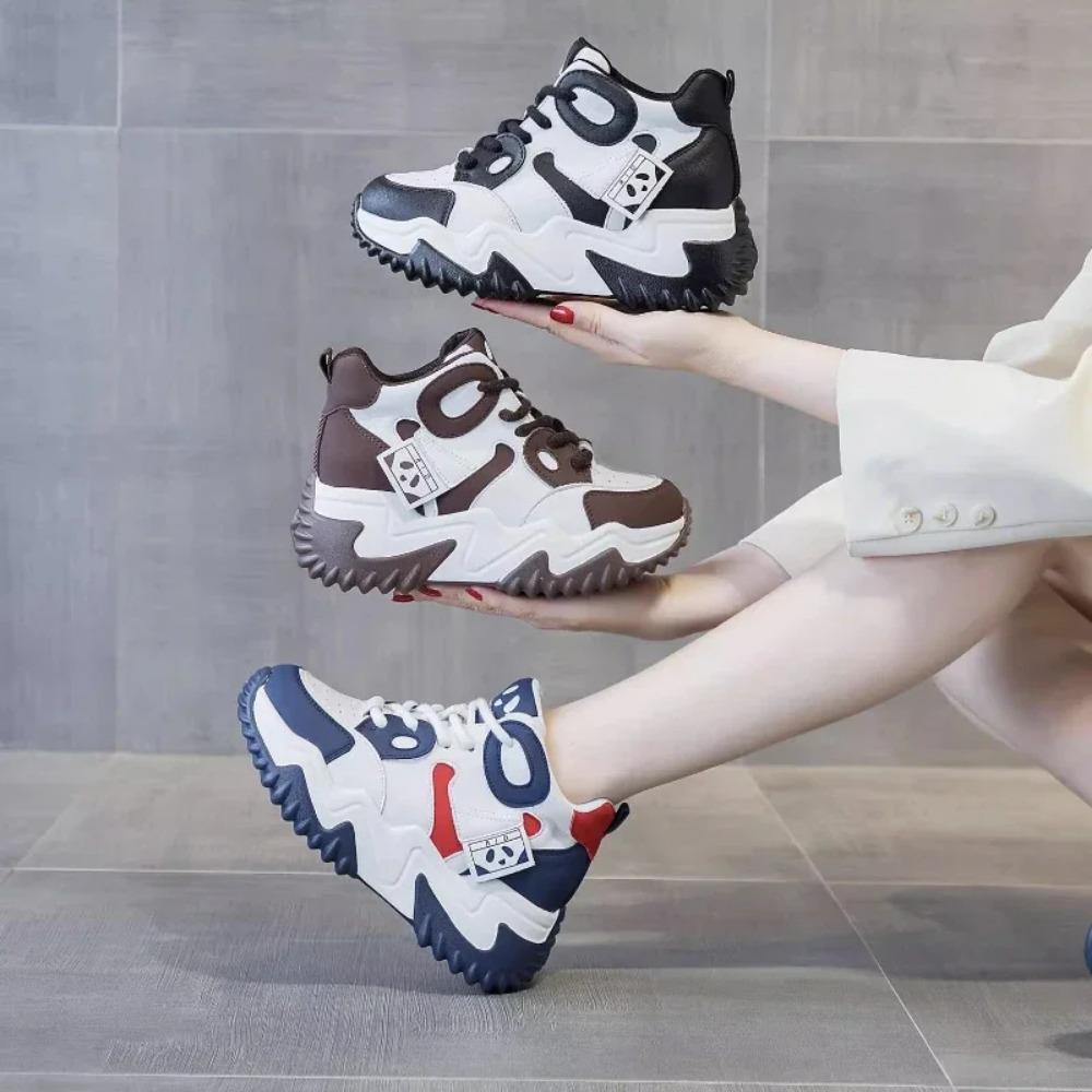 Fashion Casual Platform Sport Shoes for Women Lace Up Thick Soled Sneakers Ladies Heighten Casual Shoes Woman Chaussure Femme