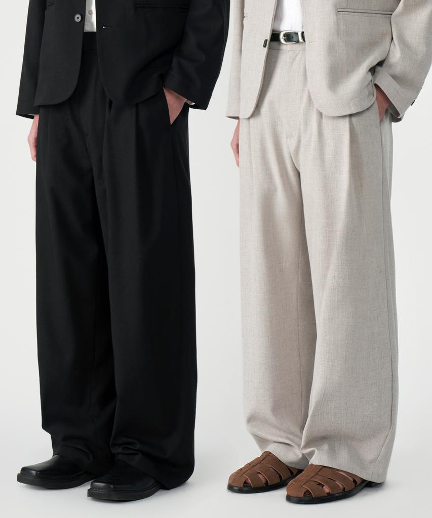 UNTAPPED STUDIO Like Linen Double-Pleat Wide Slacks 2 Colors
