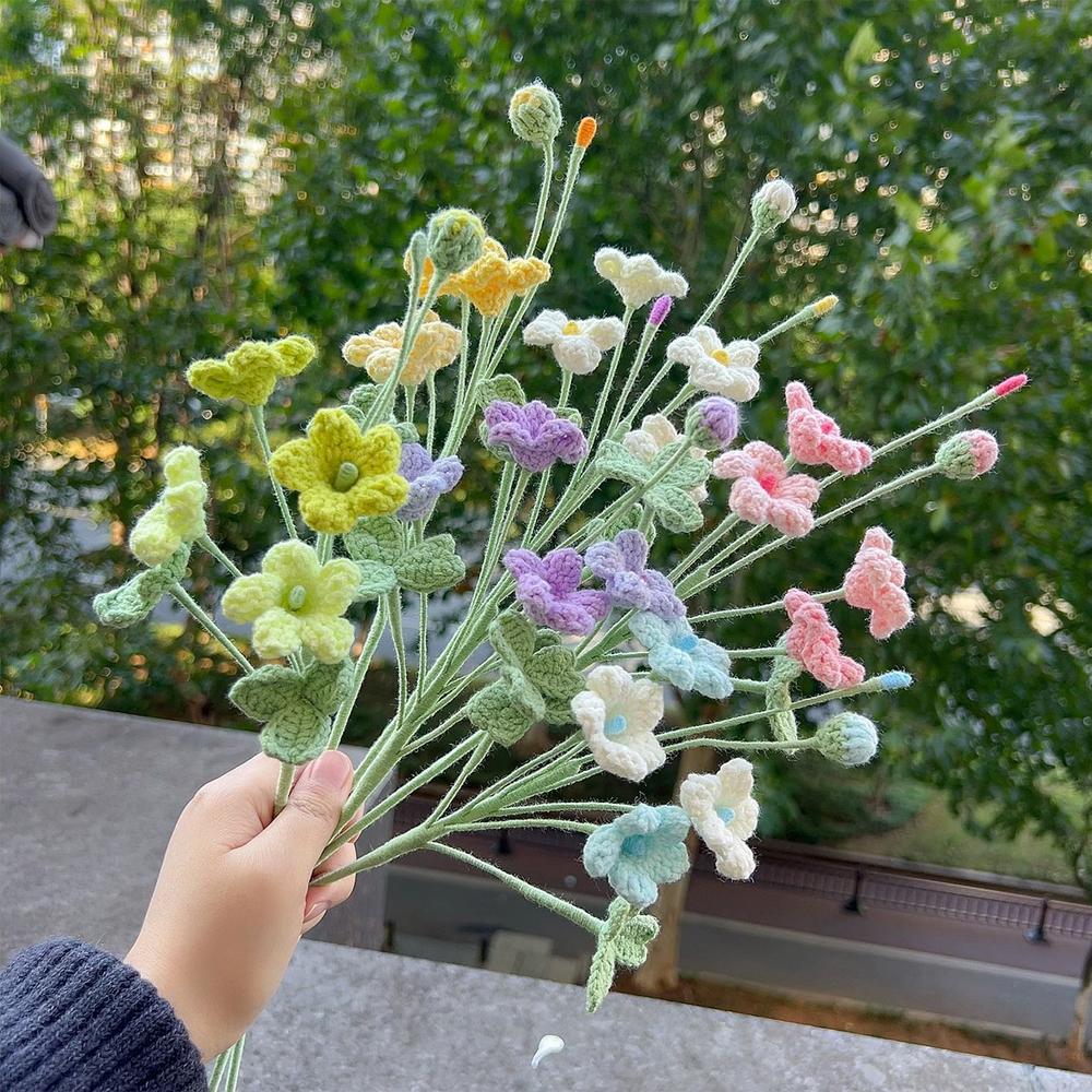 Lovely Crochet Flower Bouquet Knitting Flower Handmade Flowers Tables Decor Halloween Gifts