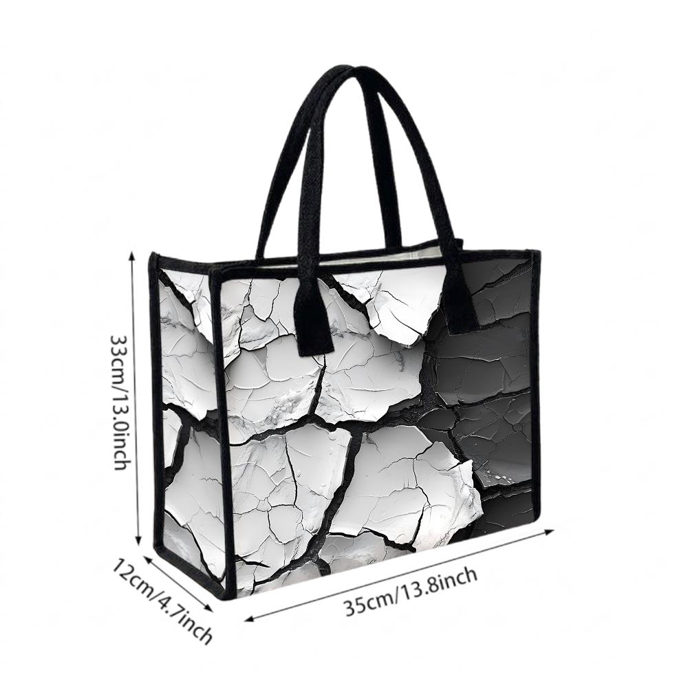 Trendy Cracked Print Tote Bag Stylish Casual Shoulder Handbag for Daily Use