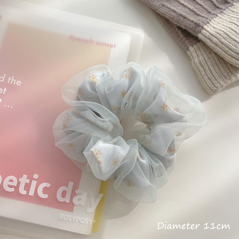 Chouchous en soie à double couche pour cheveux, chouchous surdimensionnés à fleurs pour femmes et filles, élastique pour queue de cheval en maille