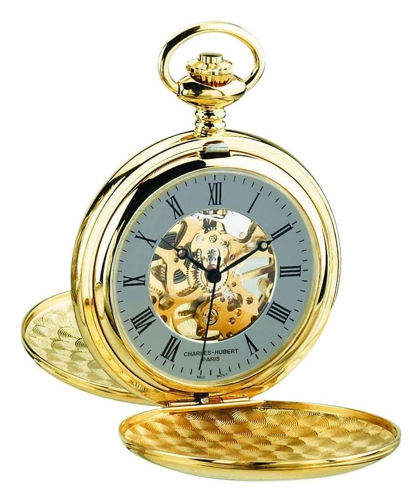 Charles Hubert DWA065 Men's Mechanical Skeleton Pocket Watch with Hand-Wound Movement