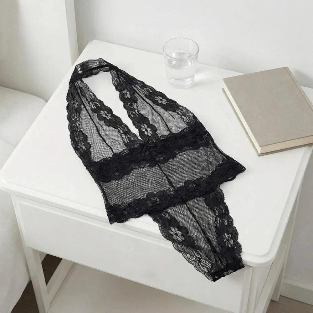 Mesh Hollow Women Underwear Floral Sleeveless Jumpsuits Sweet Lace Sling Nightwear  Home
